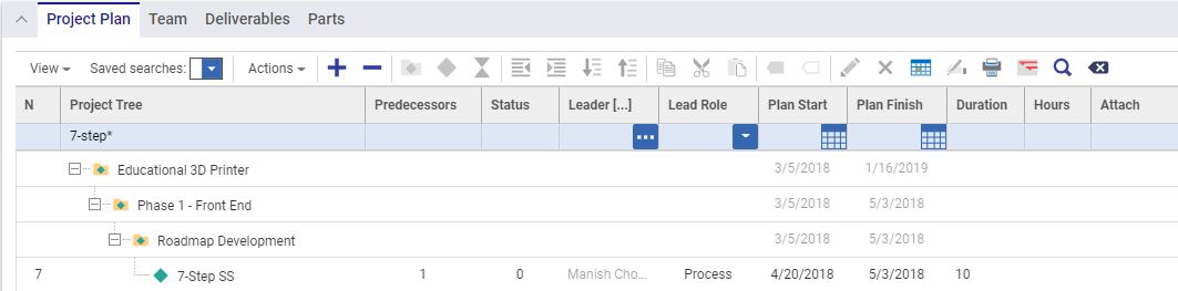 Create a Project, Project Plan Filter